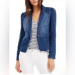 For The Republic Blue Denim Stretchy Blazer - Tailored Fit - Size L